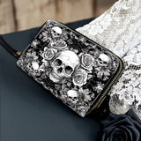 Gothistar Gothic Skullveil Roses Leather Wallet Purse
