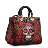 Gothistar Roses & Sugar Skull Elegance Leather Bag