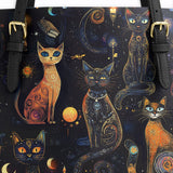 Gothistar Celestial Catspell Leather Tote Bag
