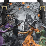 Gothistar Dancing Witches Leather Tote Bag