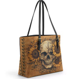 Gothistar Eternal Skull Leather Tote Bag