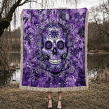 Gothistar Gorgeous Mandala Skull Woven Tapestry Blanket