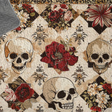 Gothistar All Season Quilt 3-Piece Set Elegant Skull Roses