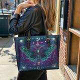 Gothistar Nightshade Moth Leather Tote Bag
