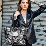 Gothistar Gothic Skullveil Roses Leather Tote Bag
