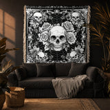 Gothistar Skullveil Roses Woven Tapestry Blanket