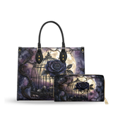 Gothic Caged Bloom leather bag and wallet bundle