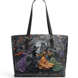 Gothistar Dancing Witches Leather Tote Bag