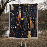Gothistar Celestial Catspell Woven Tapestry Blanket
