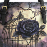Gothistar Gothic Caged Bloom Leather Tote Bag