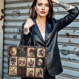Gothistar Victorian Skull Leather Tote Bag
