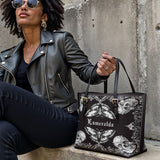 Gothistar Shadowlace Bloom Personalized Leather Tote Bag