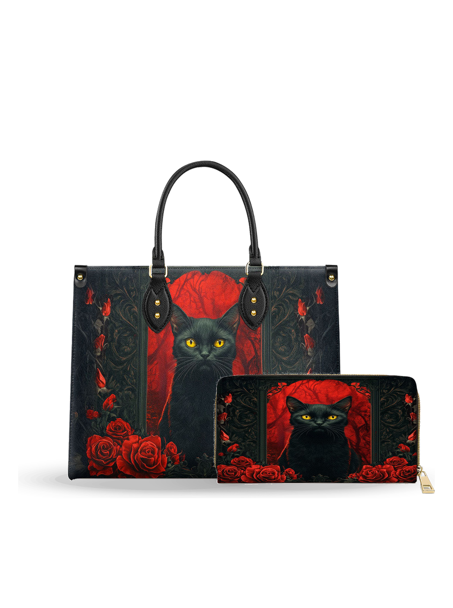 Crimson Gaze leather bag and wallet bundle