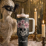 Gothistar Lilies & Bones Personalized Tumbler