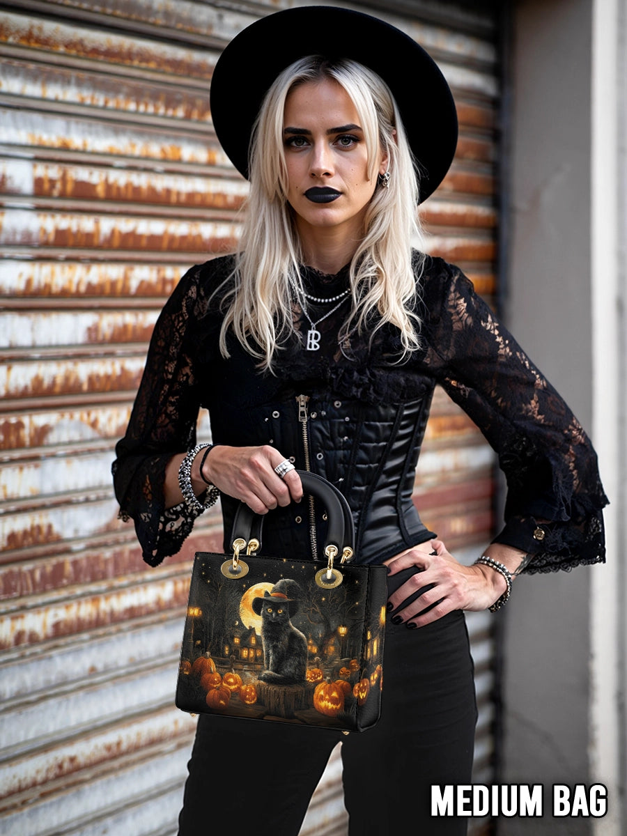 Gothistar Spooky Cat Lady Leather Bag