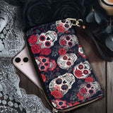 Gothistar Midnight Calavera Leather Wallet Purse
