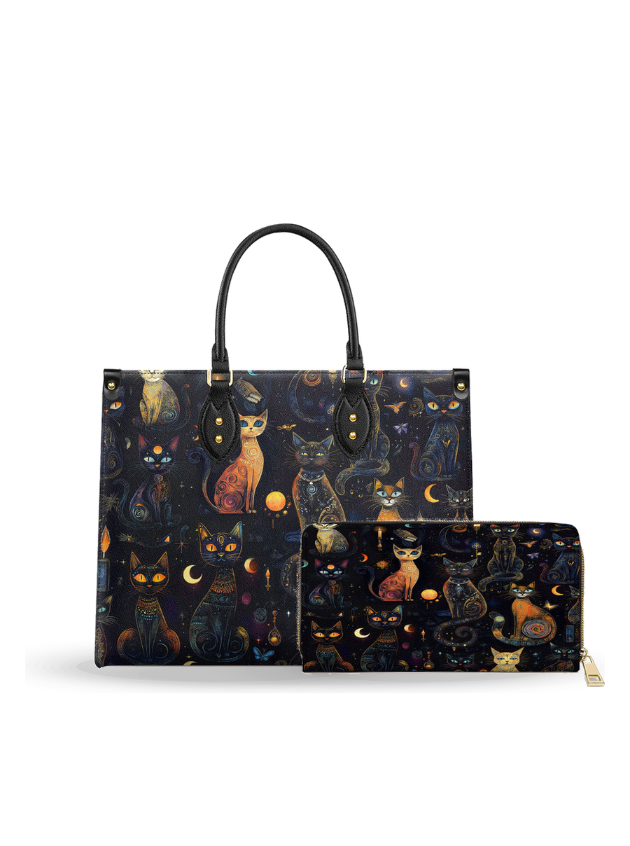 Celestial Catspell leather bag and wallet bundle