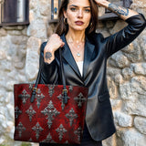 Gothistar Crimson Sanctuary Leather Tote Bag
