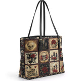 Gothistar Victorian Skull Leather Tote Bag