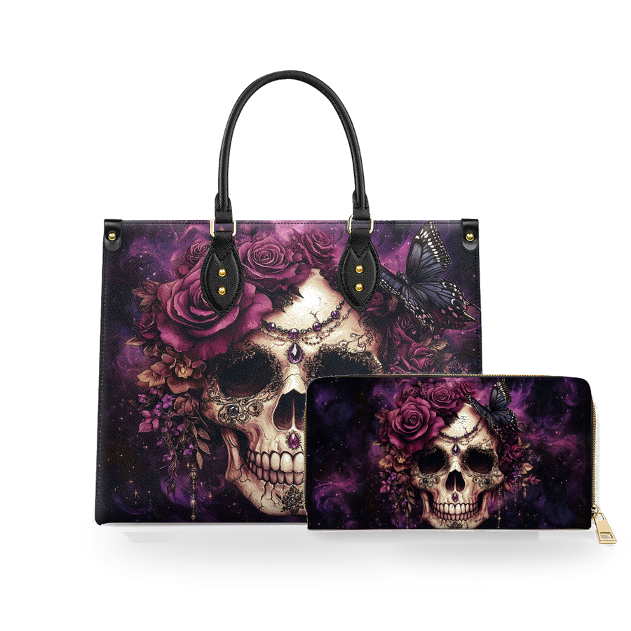 Midnight Bloom leather bag and wallet bundle