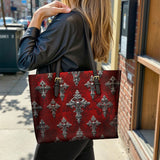 Gothistar Crimson Sanctuary Leather Tote Bag