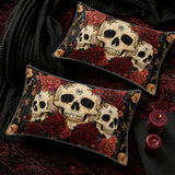 Gothistar All Season Quilt 3-Piece Set Gothic Night Rose Skulls