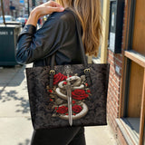 Gothistar Viper Rose Leather Tote Bag