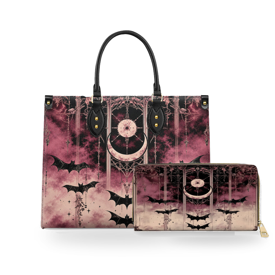Ethereal Nightfall leather bag and wallet bundle