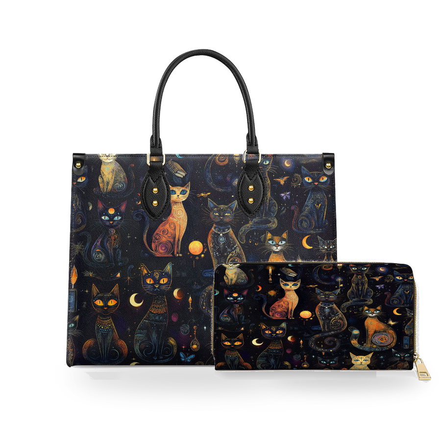 Celestial Catspell leather bag and wallet bundle