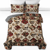 Gothistar All Season Quilt 3-Piece Set Elegant Skull Roses
