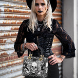 Gothistar Gothic Skullveil Roses Lady Leather Bag