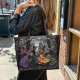 Gothistar Dancing Witches Leather Tote Bag