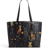 Gothistar Celestial Catspell Leather Tote Bag