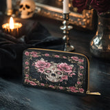 Gothistar Floraskull Noir Leather Wallet Purse