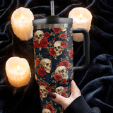 Gothistar Vintage Skull Rose Tumbler
