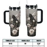 Gothistar Black Cat Floral Tumbler