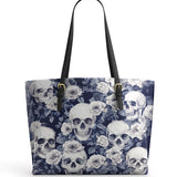 Gothistar Edgy Skull & Roses Leather Tote Bag