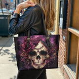 Gothistar Midnight Bloom Leather Tote Bag