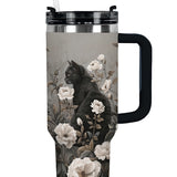 Gothistar Black Cat Floral Tumbler