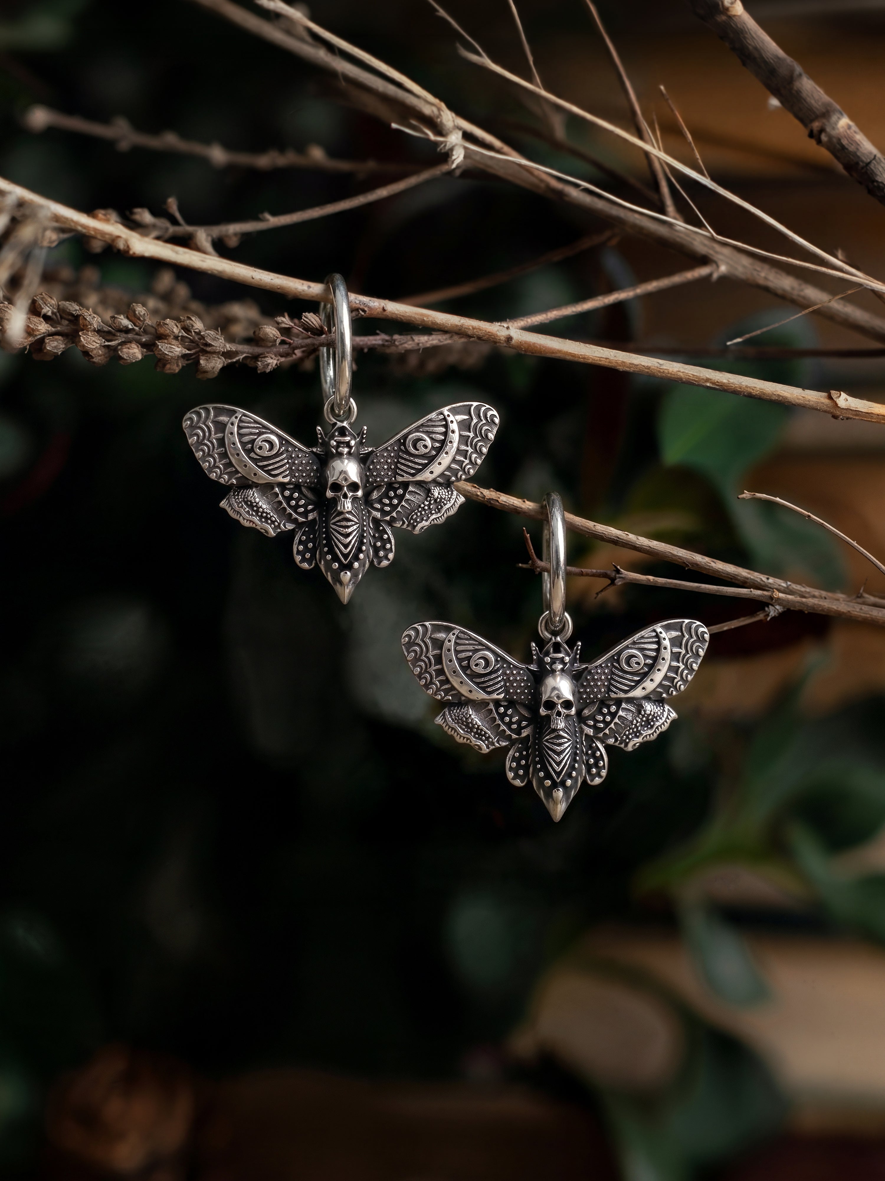 Gothistar Gothic Moth Skull Earrings - Lifestyle