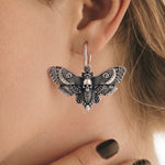 Gothistar Gothic Moth Skull Earrings - Model