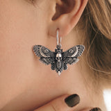 Gothistar Gothic Moth Skull Earrings - Model