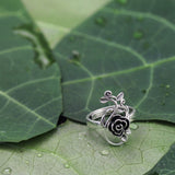 Gothistar Black Rose Thorn Ring - Lifestyle