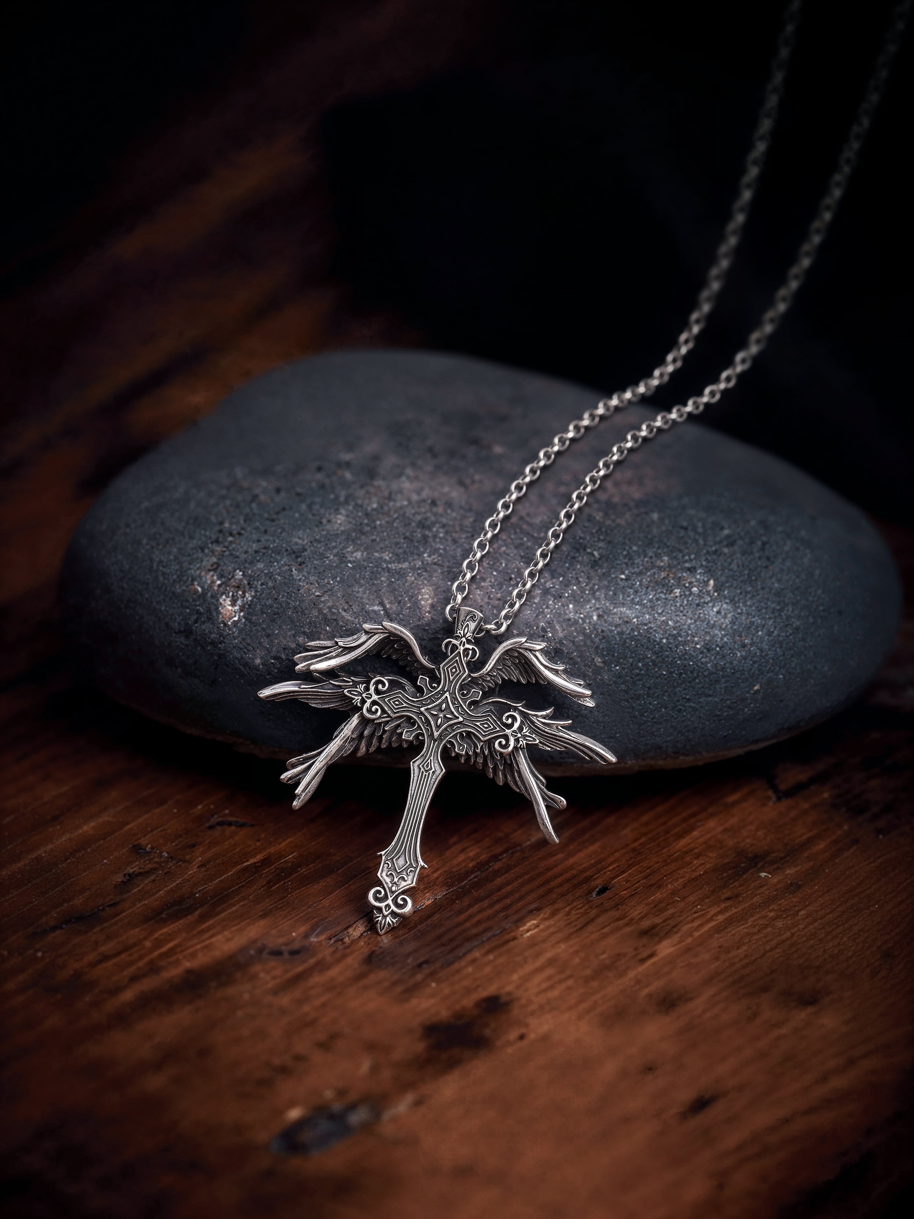 Gothistar Dark Angel Cross Necklace - Lifestyle