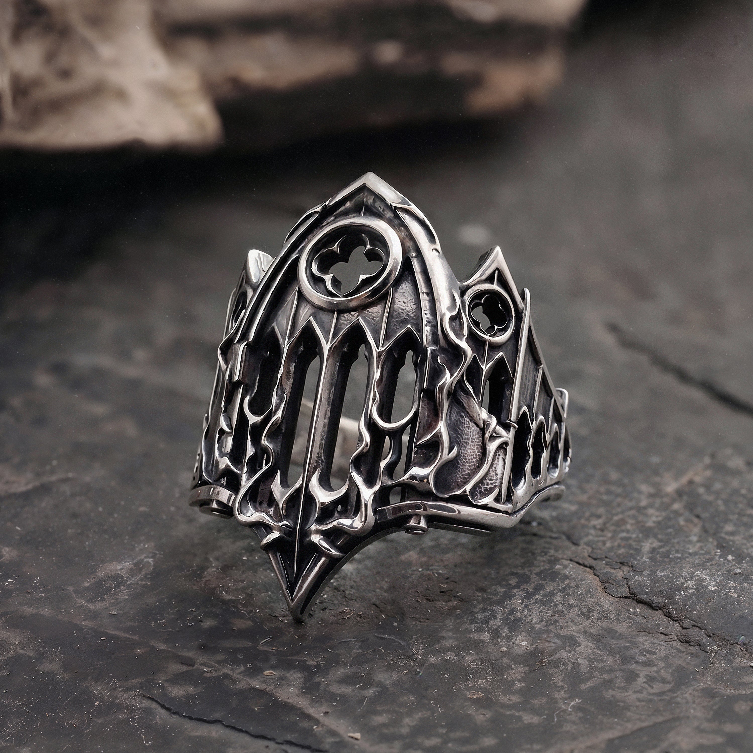 Gothistar Gothic Cathedral Statement Ring - Lifestyle