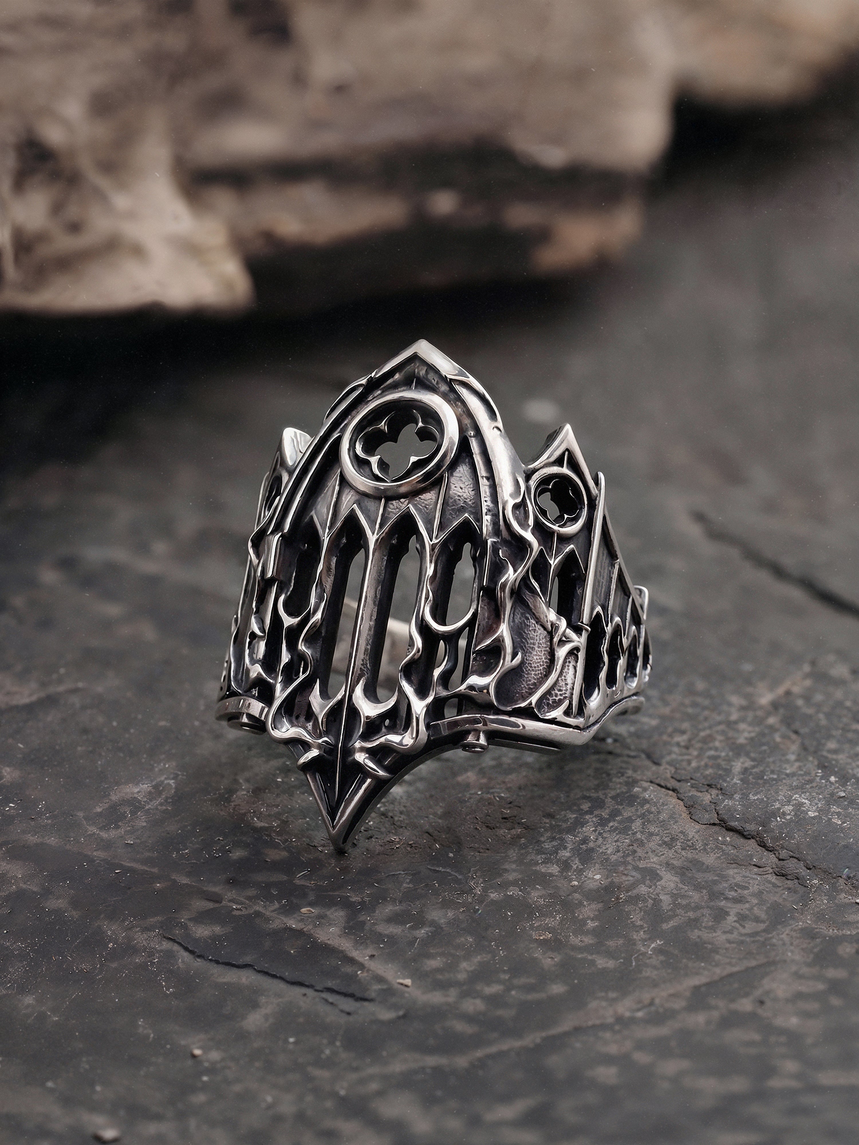 Gothistar Gothic Cathedral Statement Ring - Lifestyle