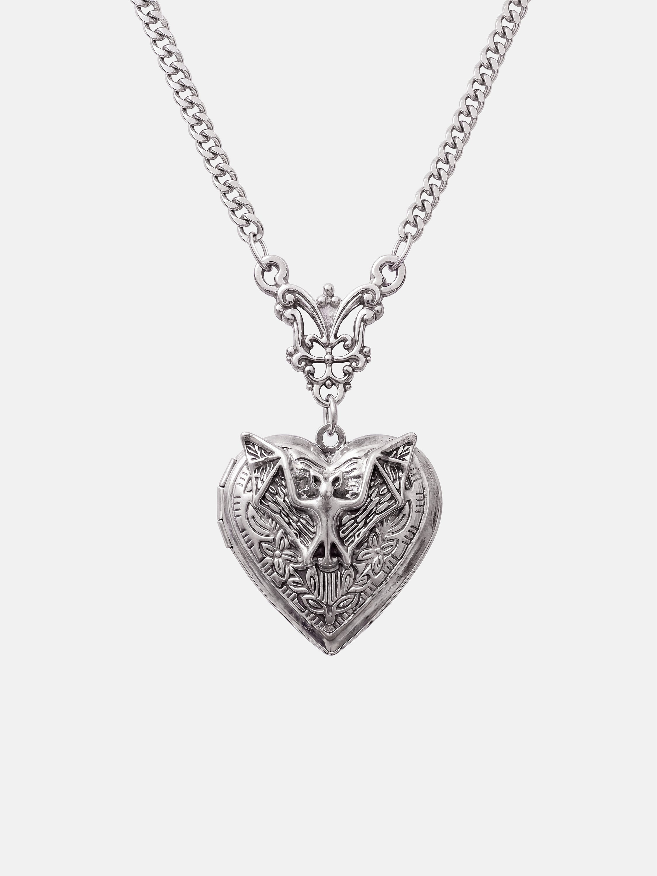 Gothistar Gothic Heart Bat Pendant Necklace - Product
