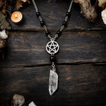 Gothistar Crystal Pentacle Beaded Necklace - Lifestyle