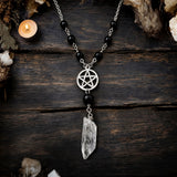 Gothistar Crystal Pentacle Beaded Necklace - Lifestyle