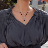 Gothistar Crystal Pentacle Beaded Necklace - Model